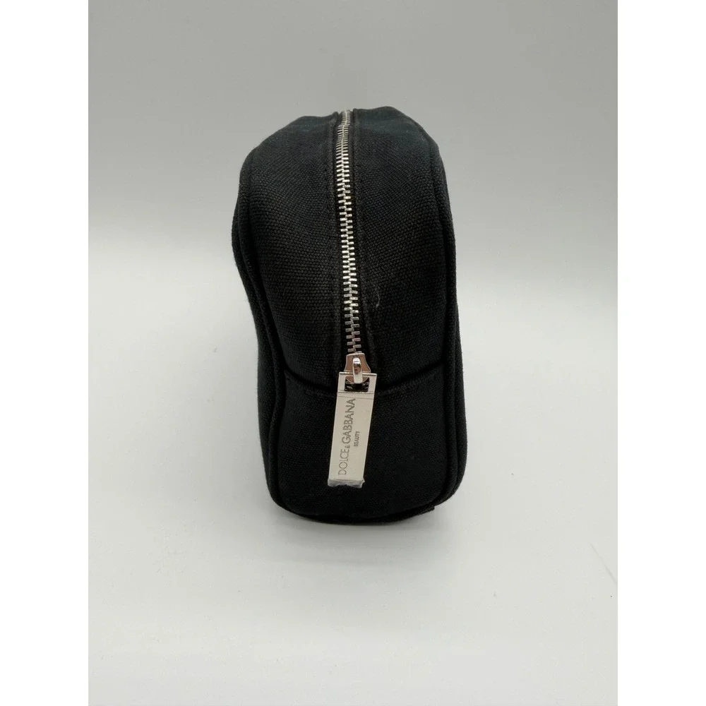 Dolce & Gabbana Beauty Black Canvas Makeup Bag Cosmetic Pouch Zip Travel Case